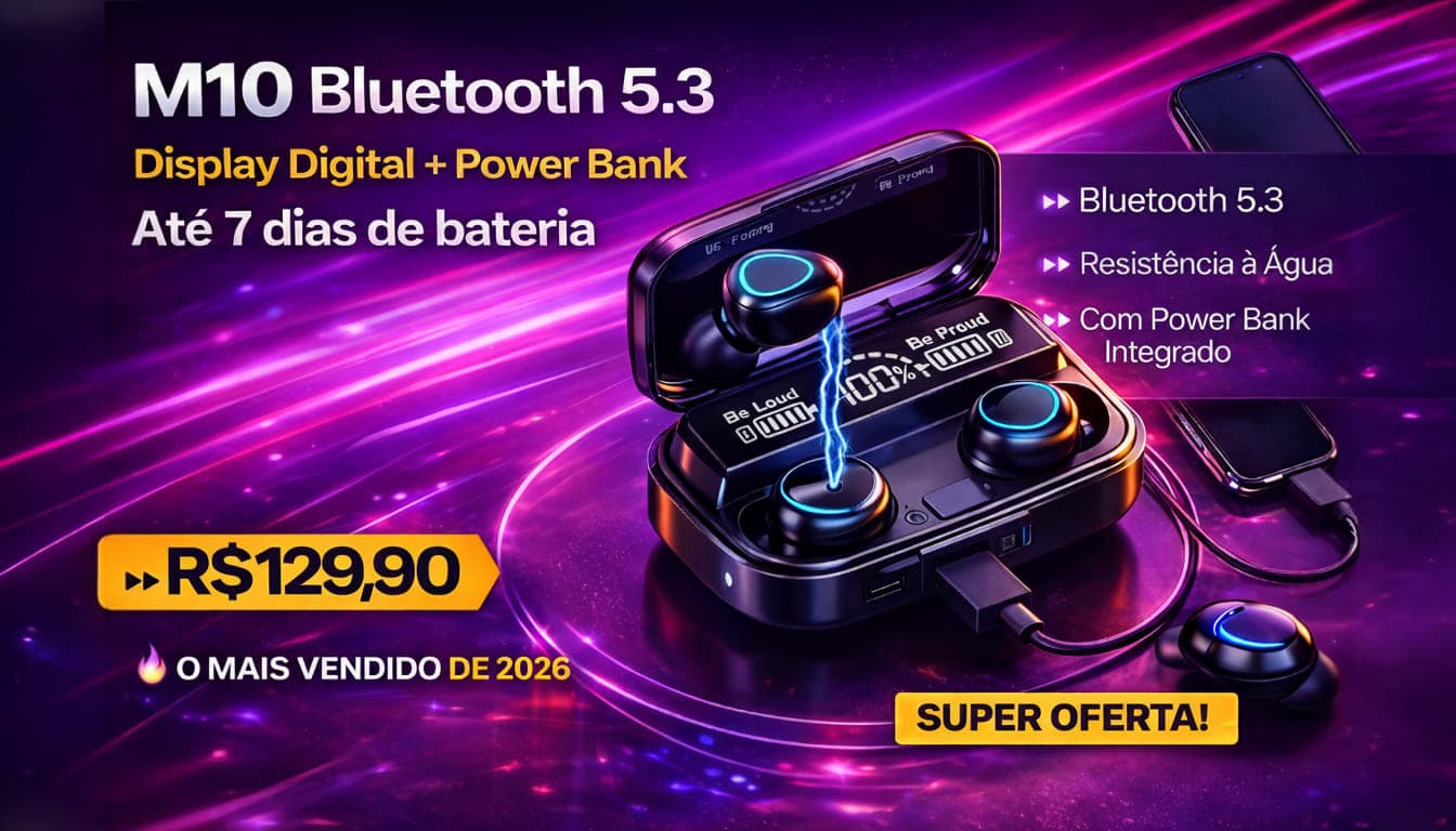 Fone Bluetooth M10 com Power Bank Integrado - Image 4
