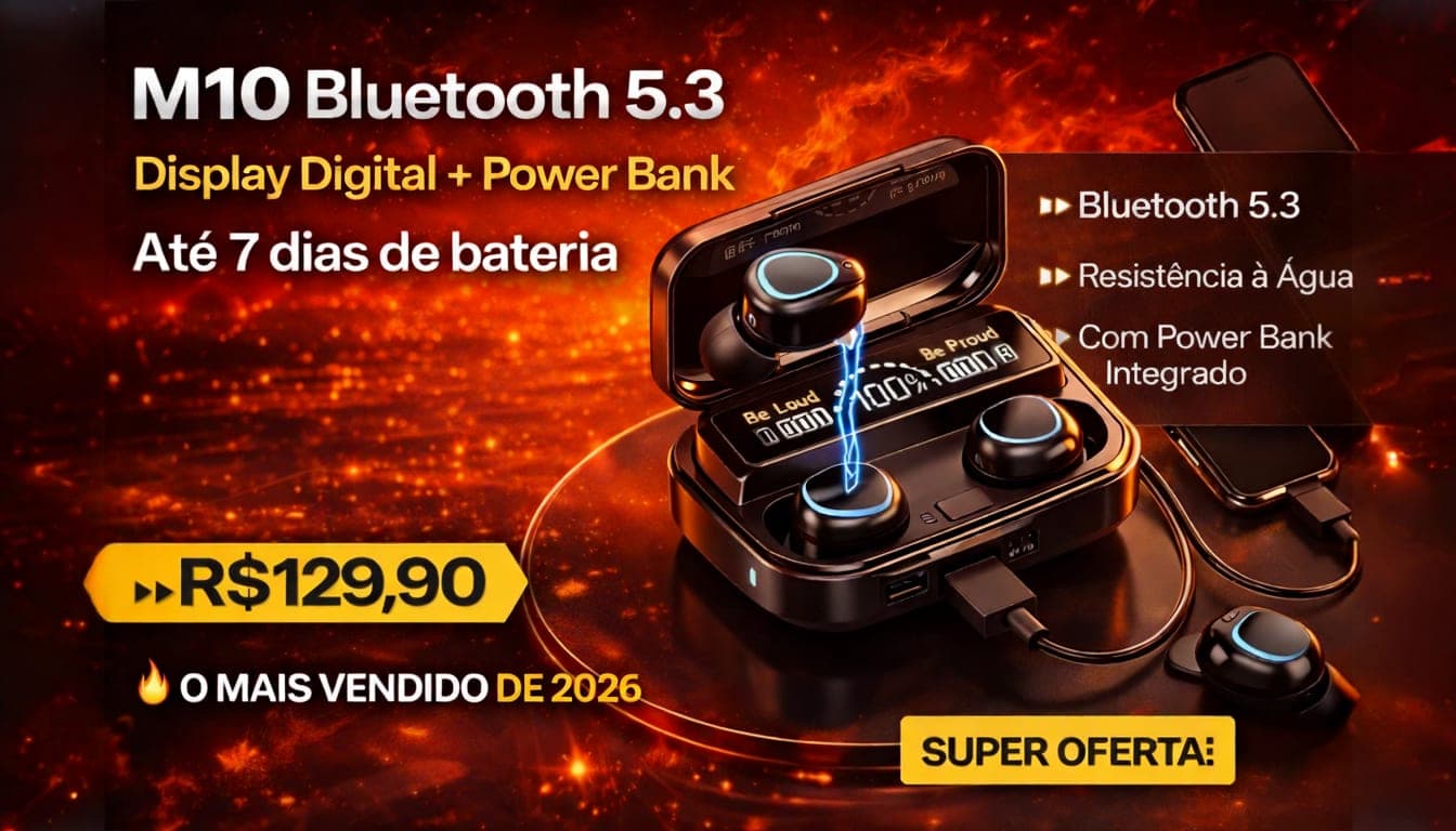 Fone Bluetooth M10 com Power Bank Integrado - Image 5